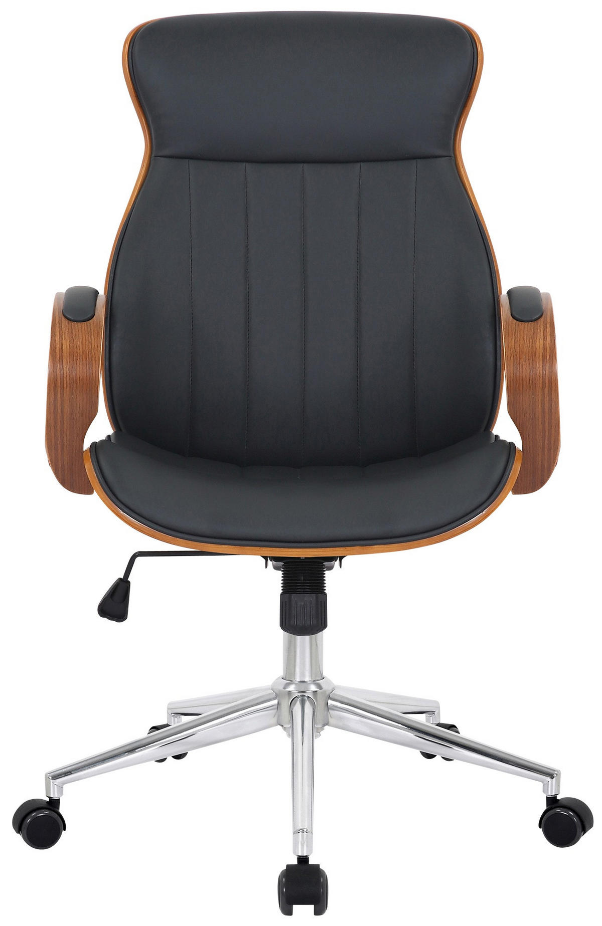DREHSTUHL Lederlook walnuss/schwarz - Chromfarben/Walnussfarben, Textil/Metall (63/100/68cm) - CLP