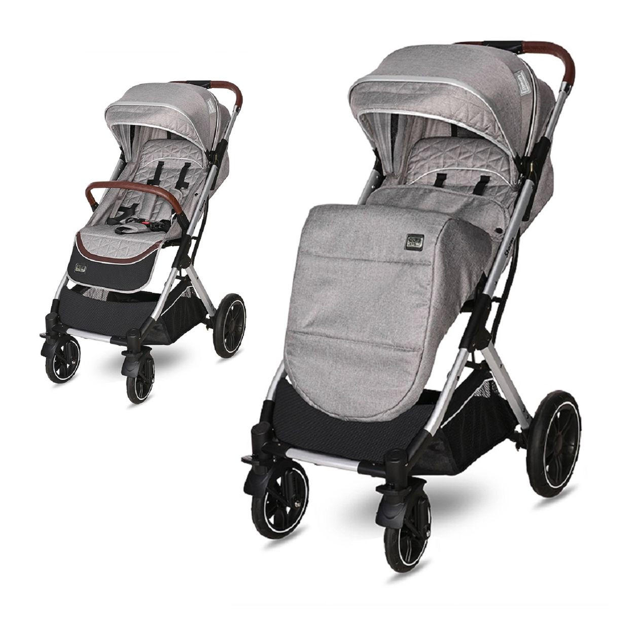 KINDERWAGEN Storm grau/schwarz Buggy, Fußabdeckung, PU-Räder, Sonnendach, verstellbar - Schwarz, Metall (90/54/109cm) - Lorelli