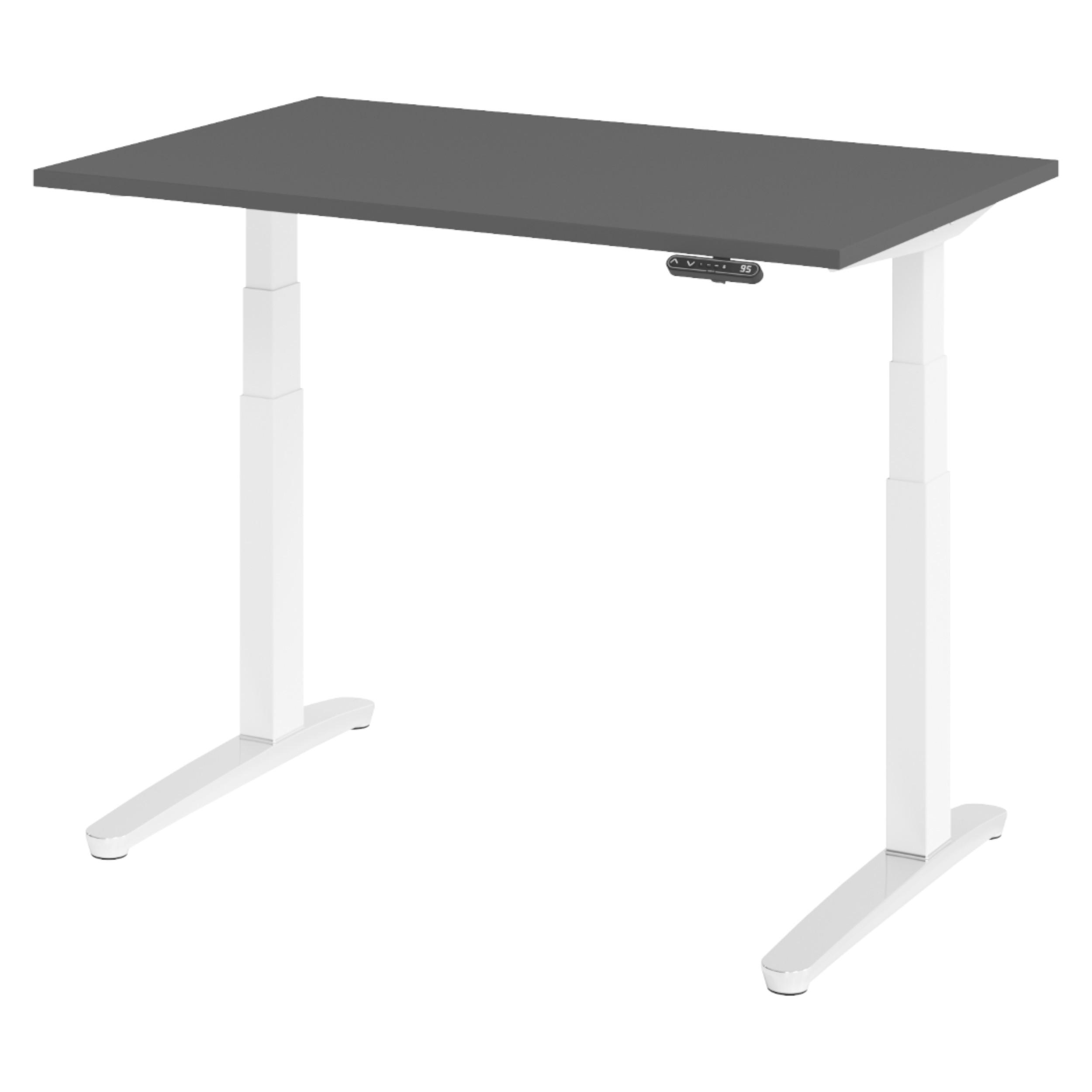 bümö Schreibtisch Graphit, Weiß, Silber 120x74x80 cm