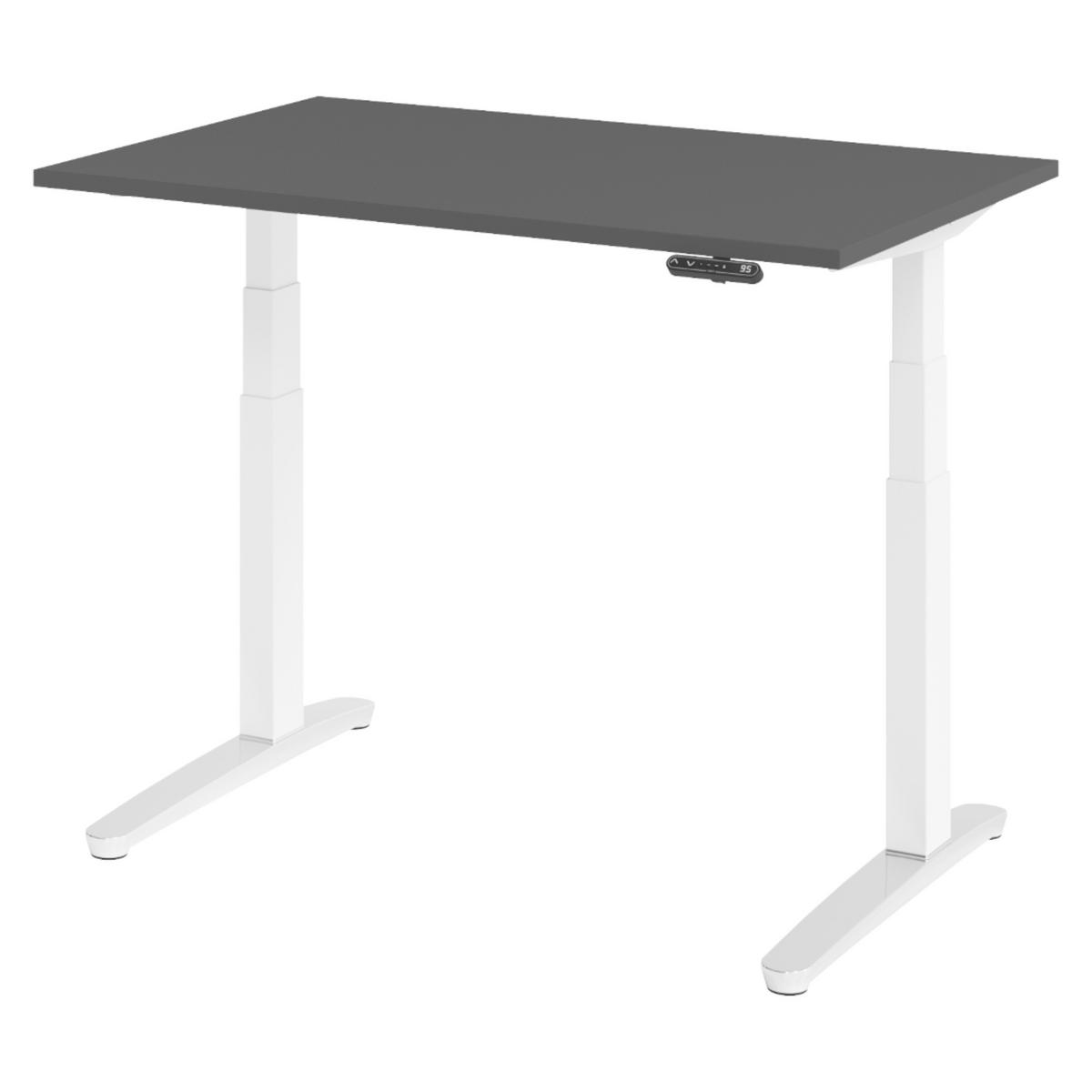 SCHREIBTISCH elektrisch XBHM 80/120/74 cm in Graphitfarben/Weiß/Alu poliert - Graphitfarben/Weiß, Holzwerkstoff (80/120/74cm) - bümö