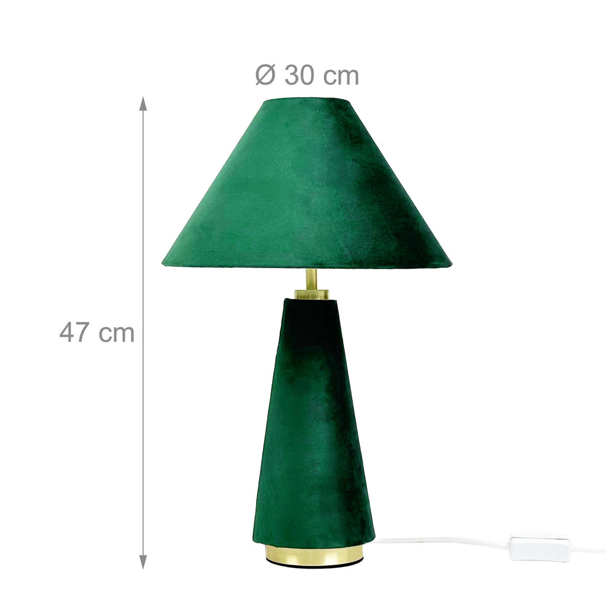 TISCHLAMPE - Dunkelgrün, Textil/Metall (30/30/47cm) - Relaxdays
