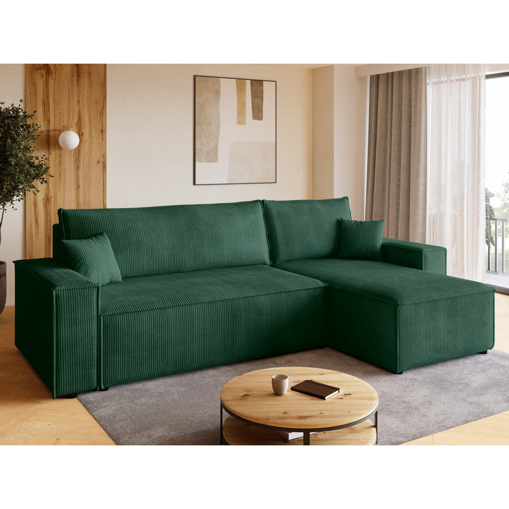 Thumbnail - Bromarkt Ecksofa, Dunkelgrün, Textil, 3-Sitzer, L-Form, 244x143 cm, Wohnzimmer, Sofas & Couches, Wohnlandschaften, Eckso...