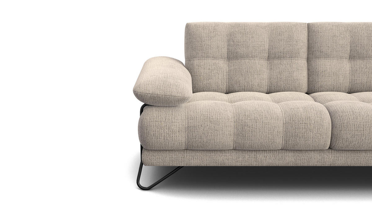 SOFA BUBBARA 2,5-Sitzer, beige - Beige/Schwarz, Holz/Textil (215/87/96cm) - Courtois Laville