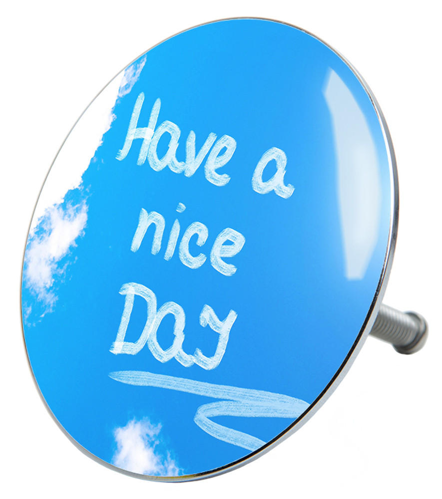 BADEWANNENSTÖPSEL Have a nice day - Blau, Metall (8/10/10cm) - Sanilo