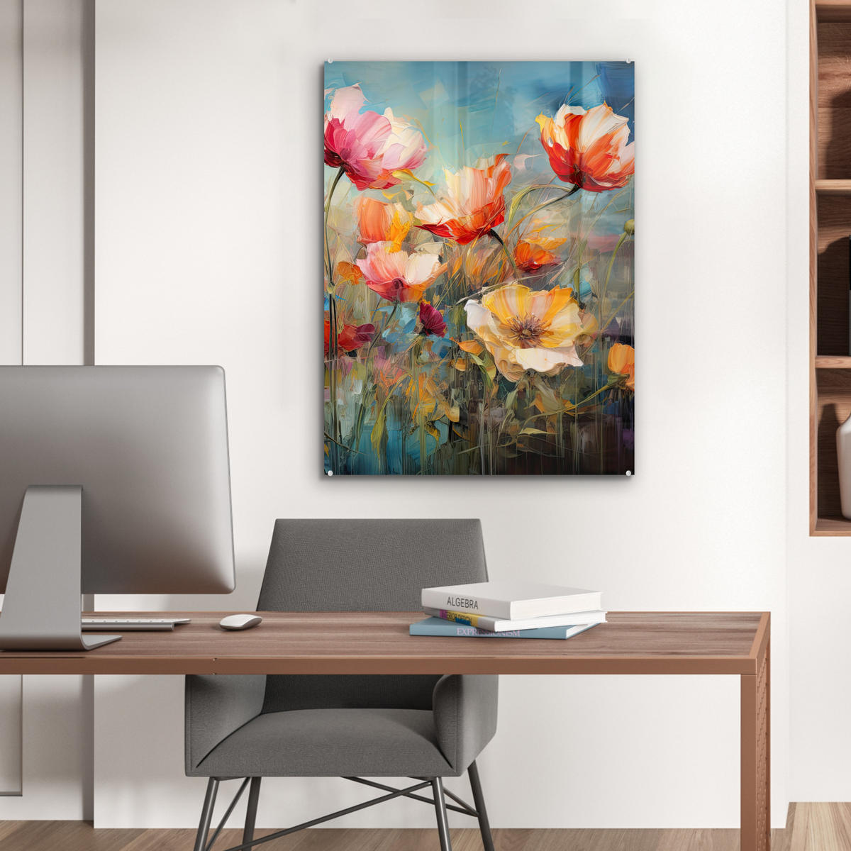 OBRAZ NA AKRYLOVOM SKLE Kvety - Akvarel - Umenie - Botanické - Príroda 60x80 cm - oranžová, sklo (60/80cm) - MuchoWow