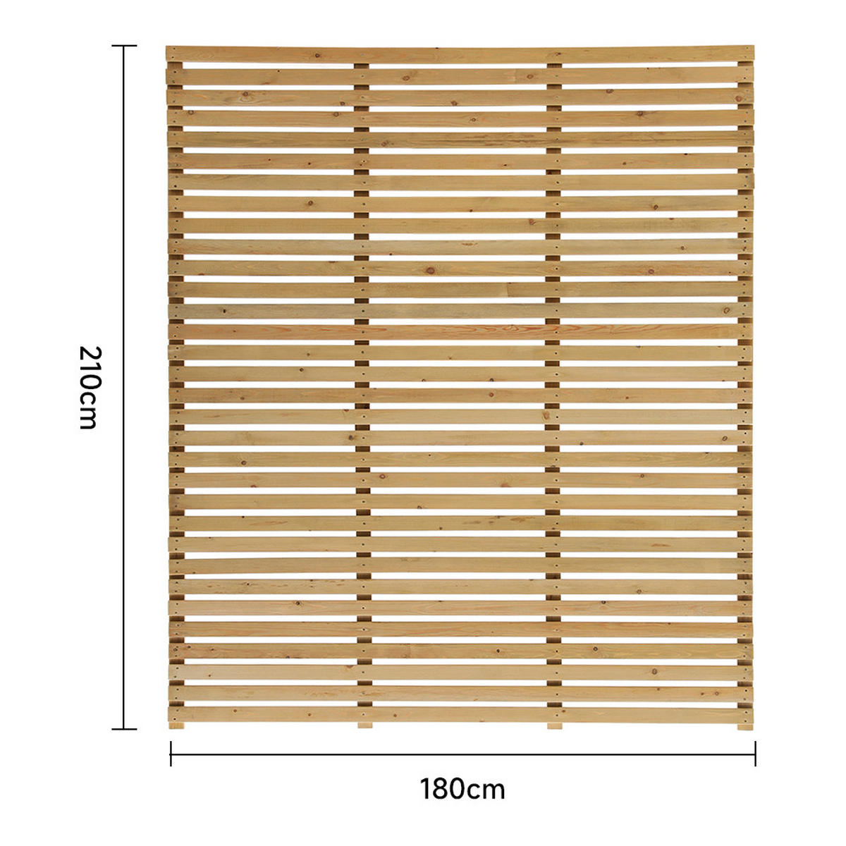 SICHTSCHUTZZAUN aus Kiefernholz in Holzfarbig Lamellen Design pflegeleicht Wasserbasierte Einfache Montage 180x210 cm 29,4 kg - Gelb, Holz (4.5/210cm) - Livingandhome