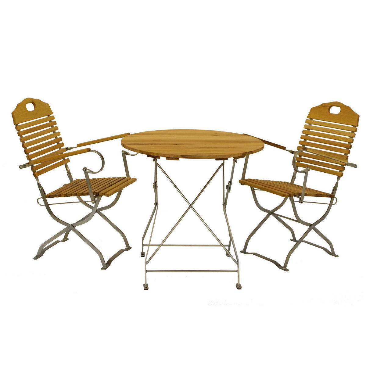 SITZGRUPPE Bad Belzig 3-teilig, Gartenmöbel Set - Flachstahl verzinkt + Robinie - Grau, Holz - TPFGarden