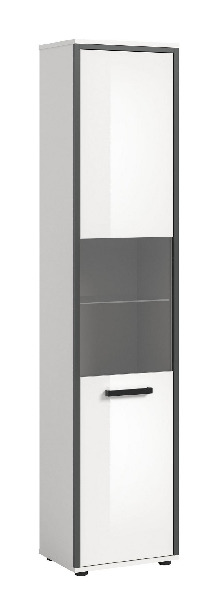 BADSCHRANK KOJAK (B/H/T: ca. 40/188/34 cm) in weiß/weiß hochglanz - Weiß, Holzwerkstoff (40/188/34cm)