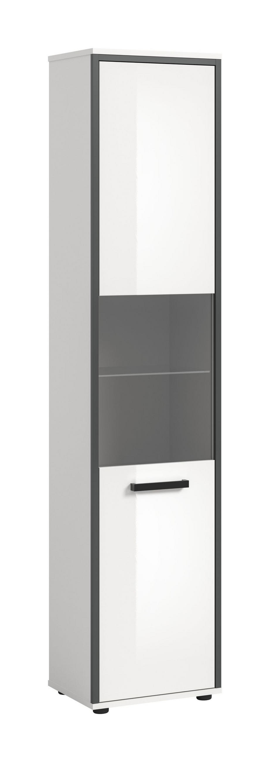 BADSCHRANK KOJAK (B/H/T: ca. 40/188/34 cm) in weiß/weiß hochglanz - Weiß, Holzwerkstoff (40/188/34cm)