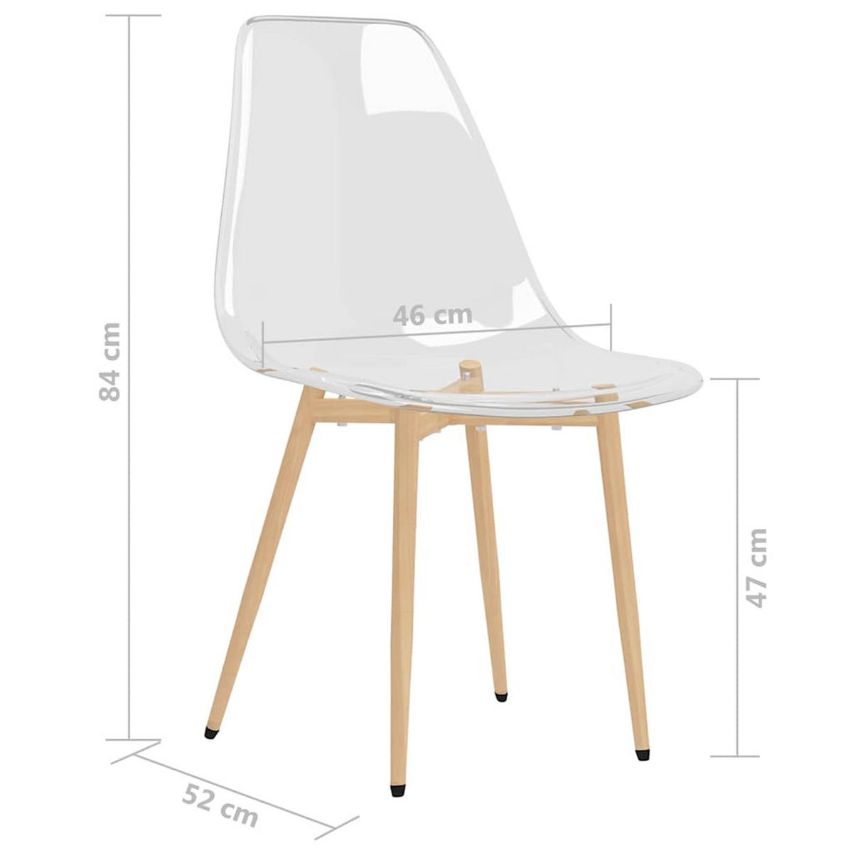 ESSZIMMERSTÜHLE 2 Stk. Transparent PET 46*52*84cm - Transparent, Metall (46/84/52cm) - ZMH