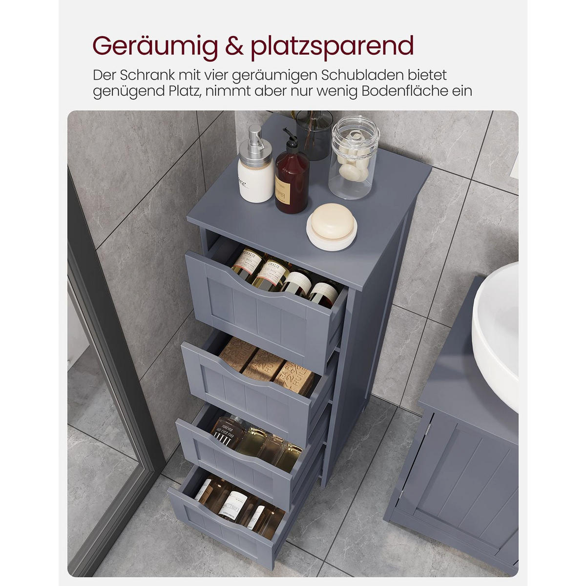 BEISTELLSCHRANK KIGALI - Grau, Holzwerkstoff (30/82/30cm) - Hansiro
