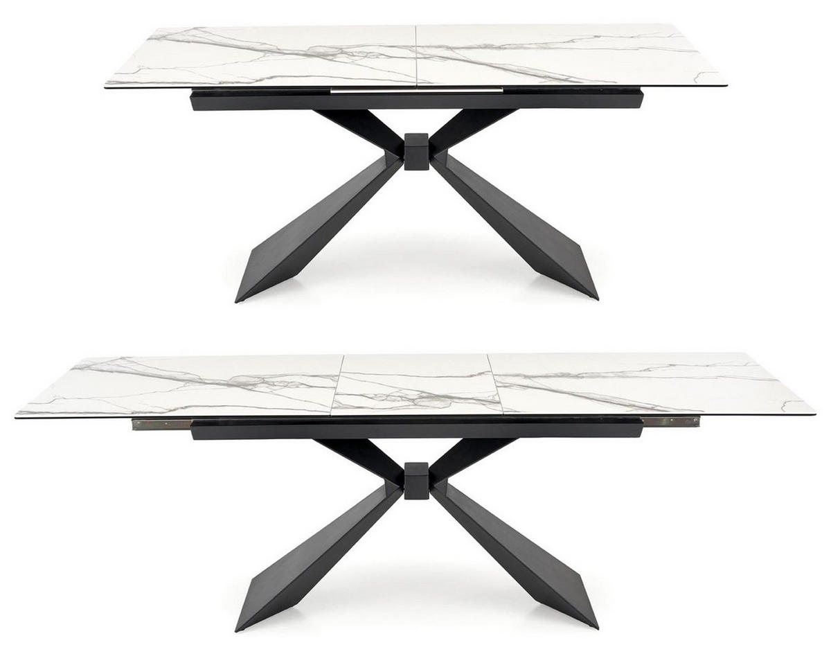 ESSTISCH Luciano weiß Marmor / schwarz 180-230 / 90 / 75cm - Schwarz/Weiß, Holz/Keramik (230/90/76cm) - Feldmann-Wohnen