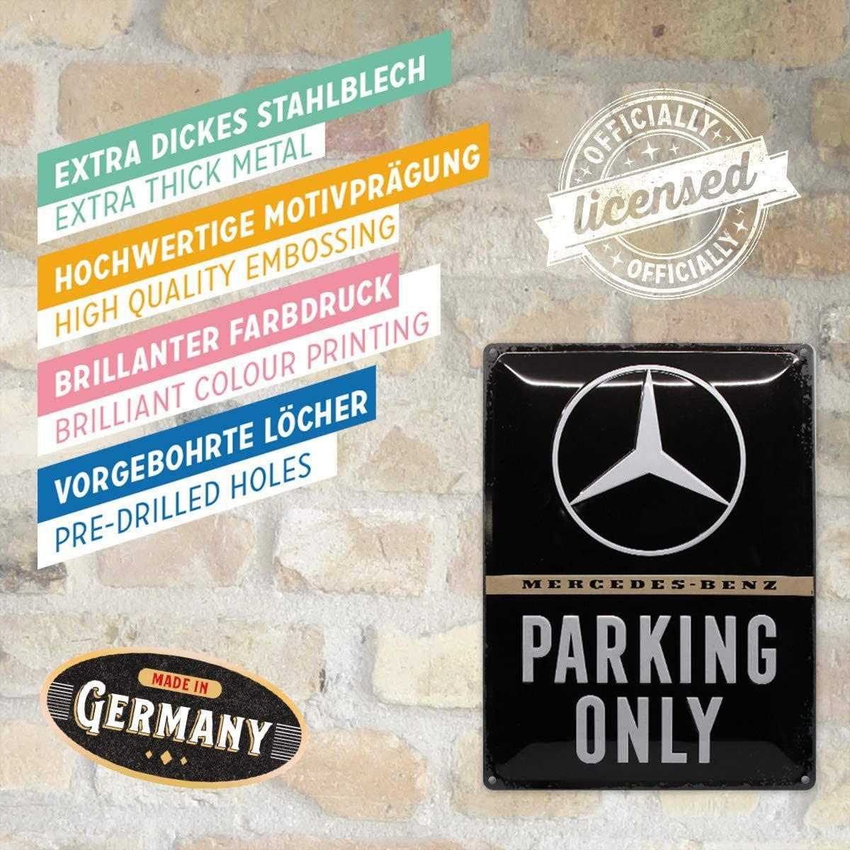 BLECHSCHILD 30/40 cm Mercedes-Benz Parking Only - Multicolor, Metall (30/40/0.2cm) - Nostalgic-Art