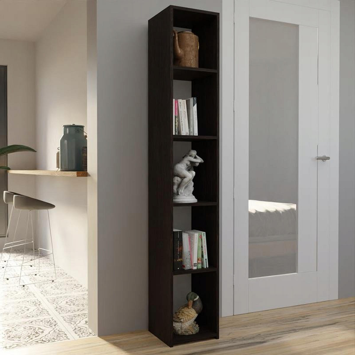 BÜCHERREGAL 180 EX3 Wenge 30/30/180 cm - Wengefarben, Holzwerkstoff (30/180/30cm) - Matkam Möbel