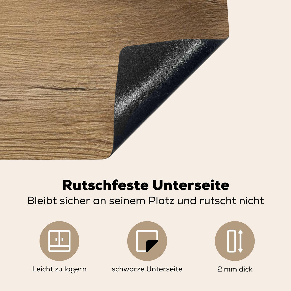HERDABDECKPLATTE Holz - Braun - Holzoptik Herdabdeckung Induktionsfeld 75x52 cm - Eichefarben, Kunststoff (75/52/0.2cm) - MuchoWow