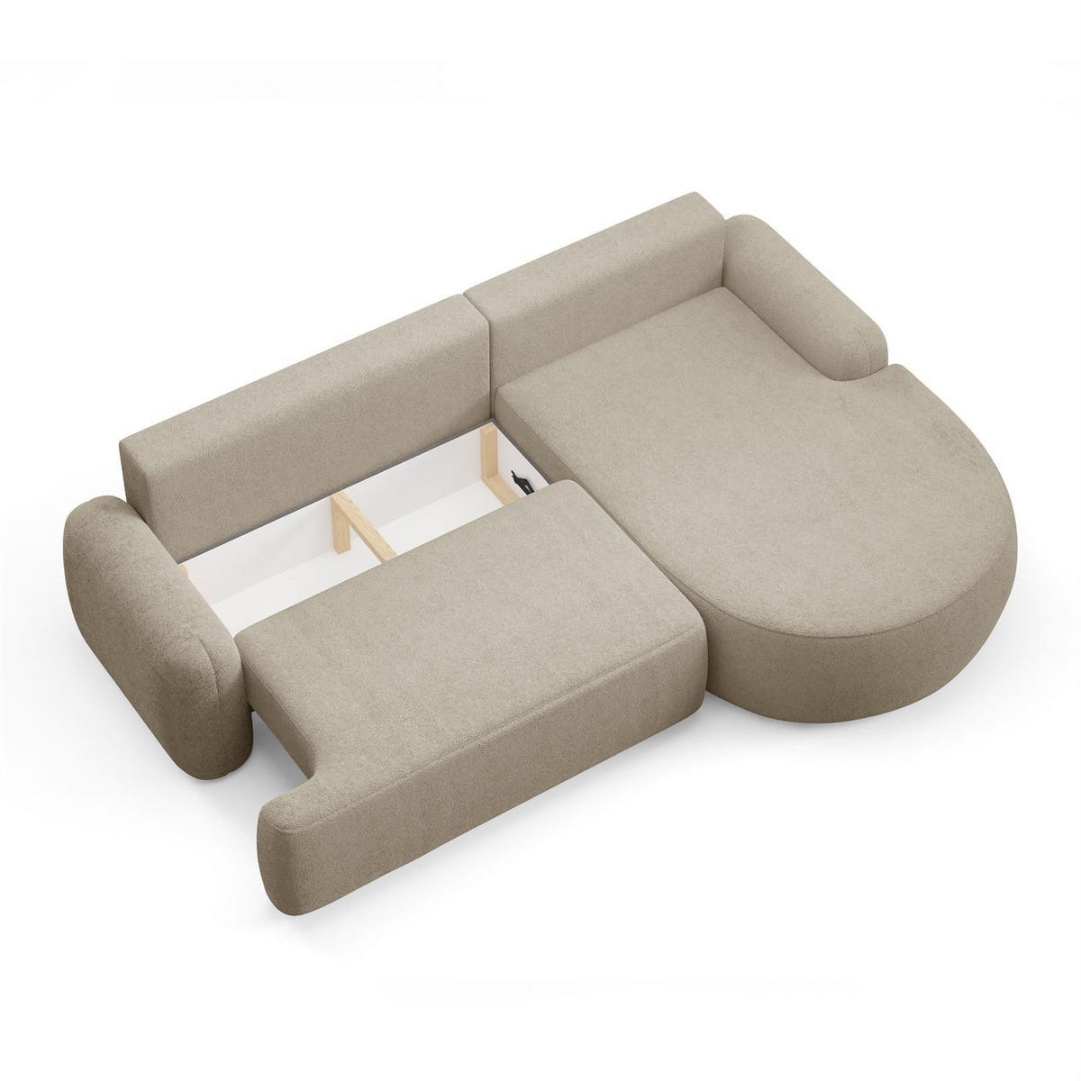 ECKSOFA CLEO mit Schlaffunktion Version Rechte QUELLE 03 - Ecru, Kunststoff (264/172cm) - Lookway