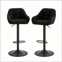 BARHOCKER 2er-Set Schwarz Höhenverstellbar & Drehbar mit Chenille - Schwarz, Metall (50/109/52cm) - PANGIVO