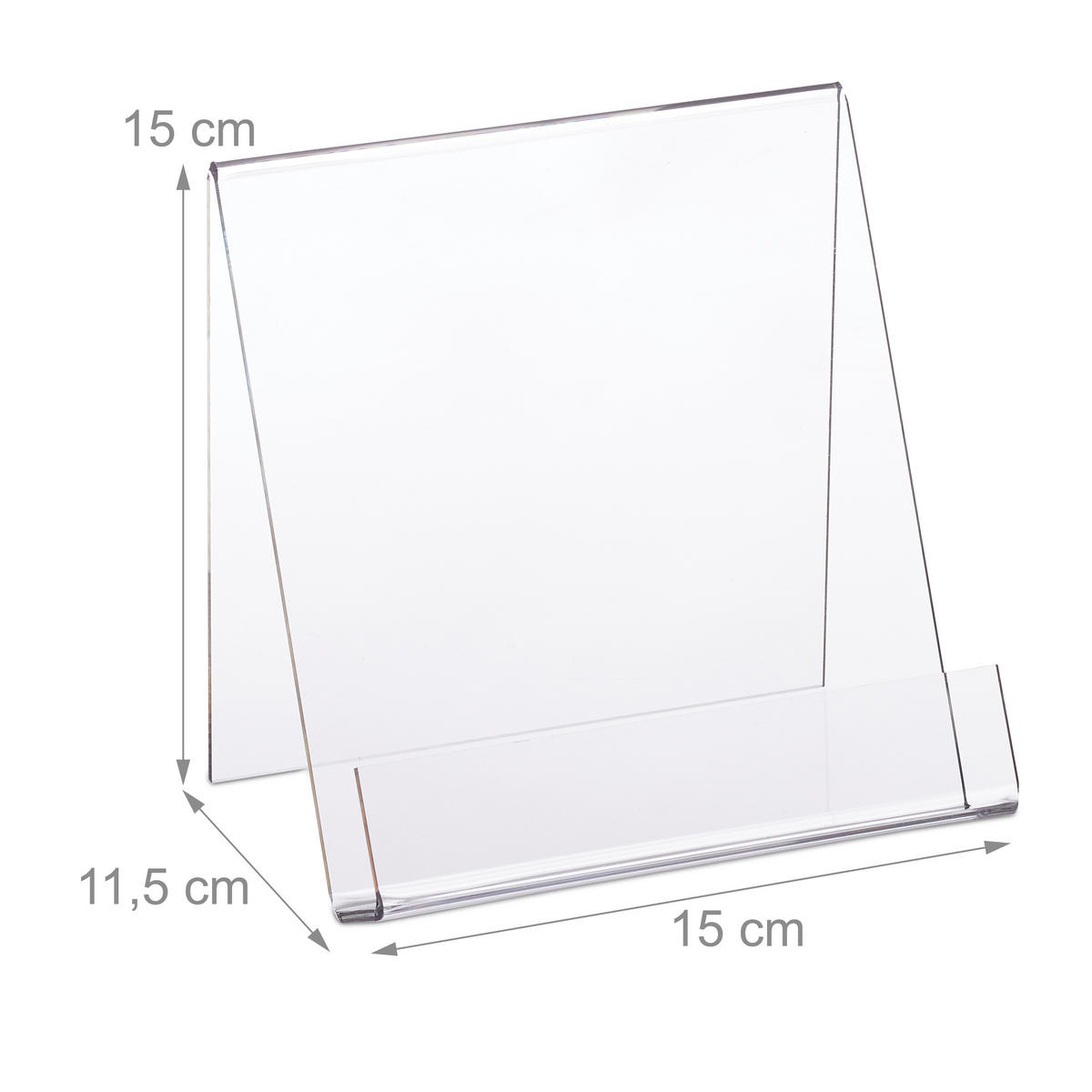BUCHAUFSTELLER A5 - Transparent, Kunststoff (15/15/11.5cm) - Relaxdays
