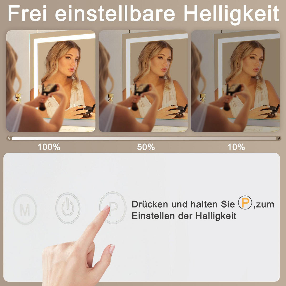 SCHMINKSPIEGEL Francis 50/12/40 cm - Weiß, Glas (12/40/50cm) - Nettlife