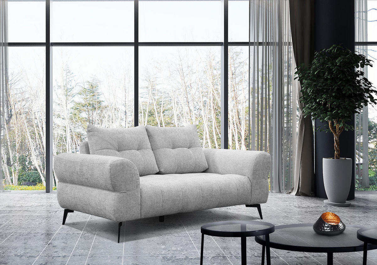SOFA SALVINI 2-Sitzer, hellgrau - Hellgrau/Schwarz, Holzwerkstoff/Textil (176/88/99cm) - Courtois Laville