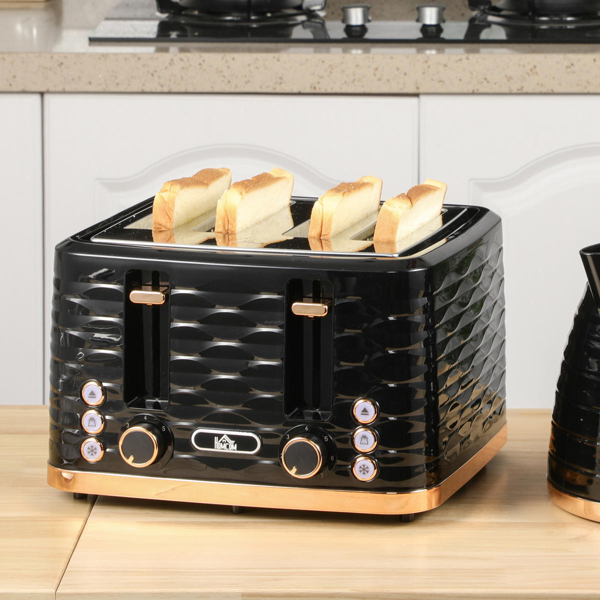 TOASTER mit Krümelschublade Stahl Schwarz - Schwarz, Metall (27.5/18.9/29.2cm) - HOMCOM