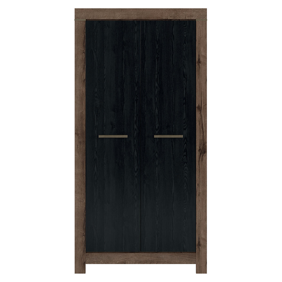 SCHRANK 2 Türen Adam Holz und Schwarz - Schwarz, Holzwerkstoff (98/195/55cm) - Petits-meubles