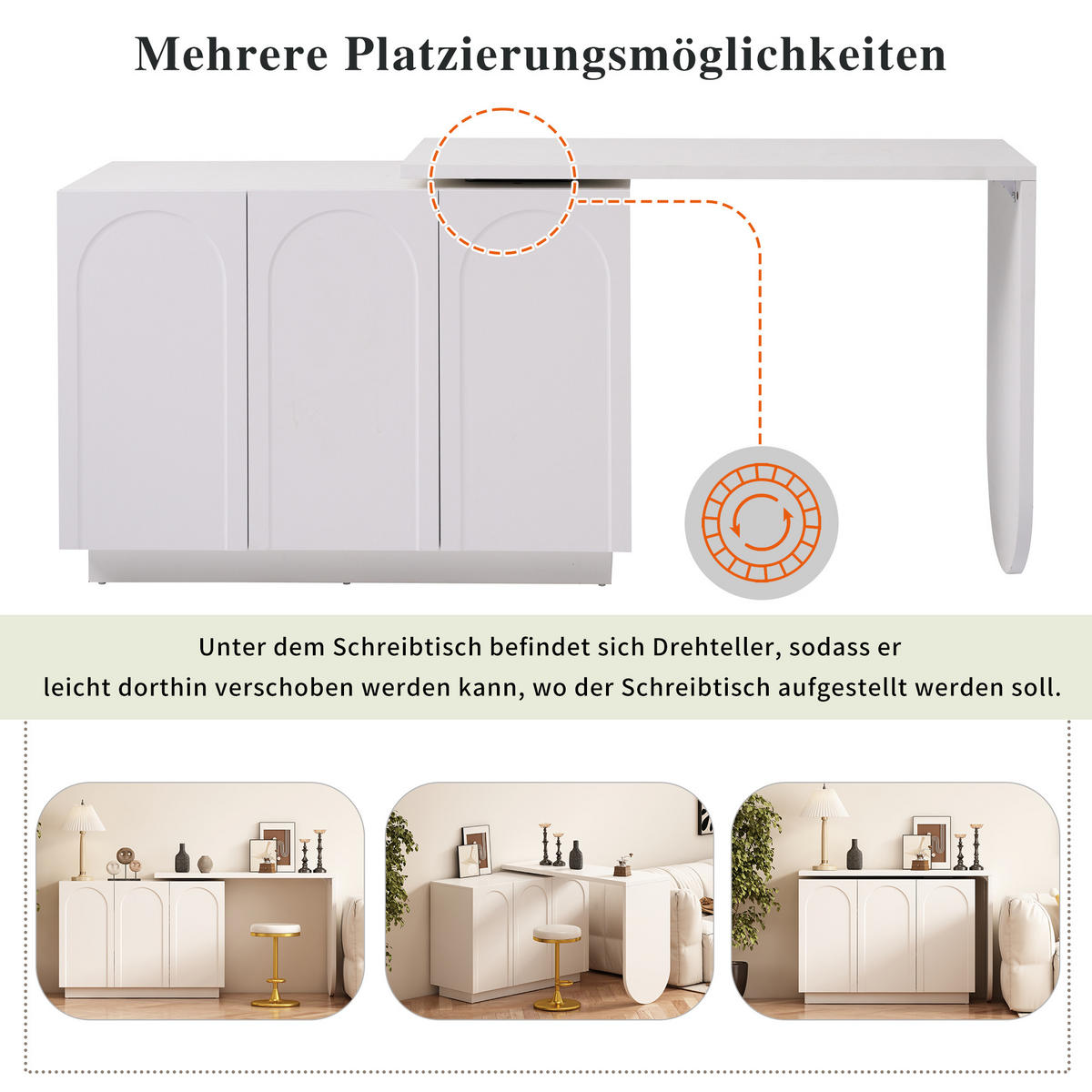 SCHREIBTISCH in Weiß L-förmig drehbar Eck-Computertisch Bürotisch Frisiertisch multifunktional Büro Homeoffice B110/T40/H75cm - Weiß, Holzwerkstoff (40/110/75cm) - STILVORA