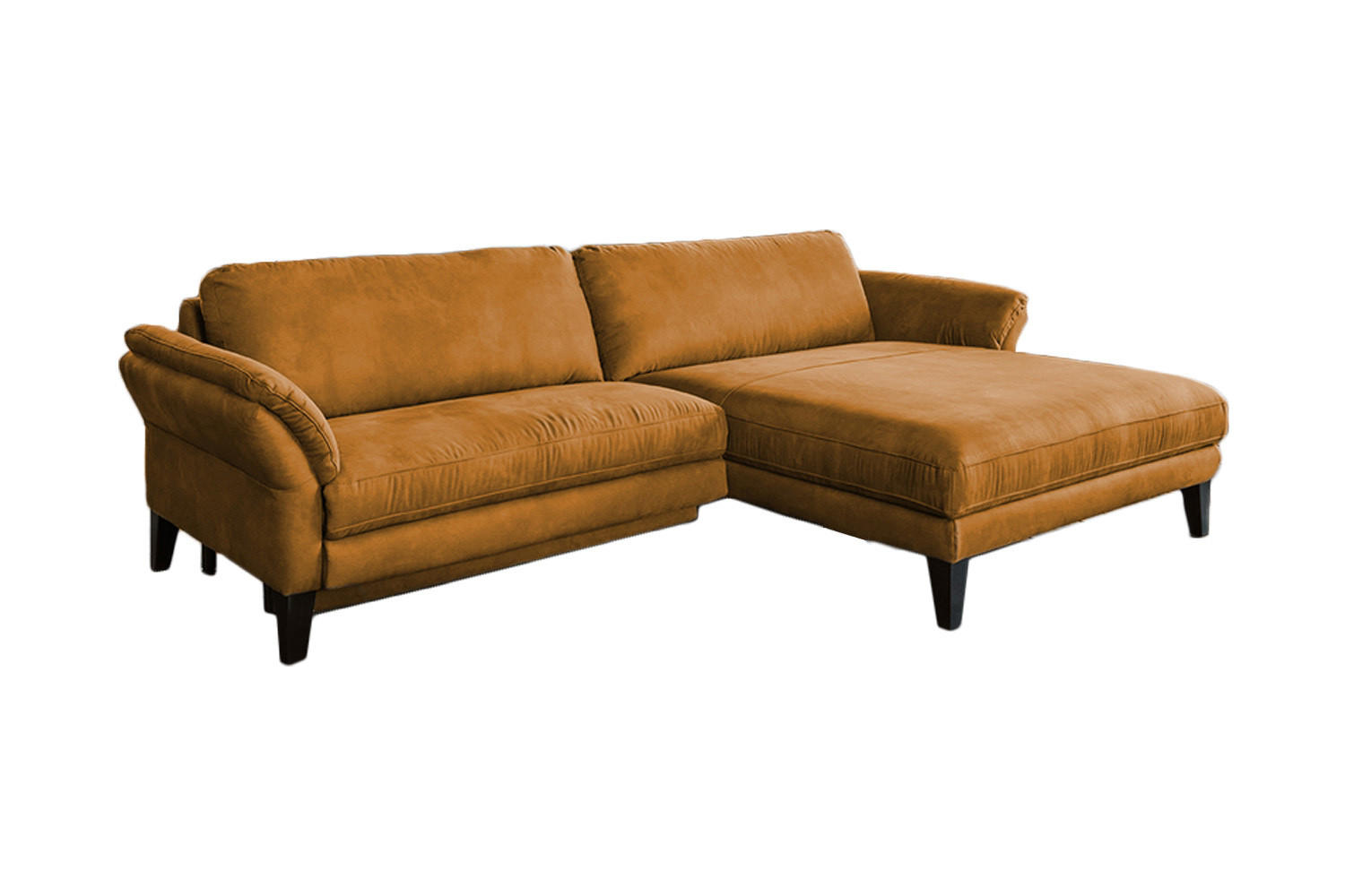 ECKSOFA MALTA Rotbraun Webstoff - Rotbraun/Cognac, Buchenholz/Textil (302/175cm) - KAWOLA