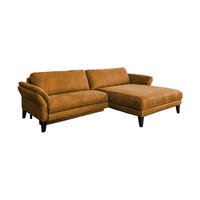 ECKSOFA MALTA Rotbraun Webstoff - Rotbraun/Cognac, Buchenholz/Textil (302/175cm) - KAWOLA
