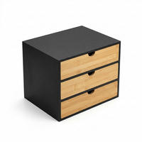 BÜROORGANIZER Hego Bambus 25 cm Schubladen - Schwarz, Naturmaterialien (25/31/25cm) - BOXIMO