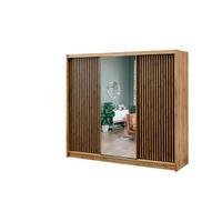 SCHWEBETÜRENSCHRANK DRAVEN 250/215/60,5 cm 3-türig mit Spiegel Eiche Wotan - Eiche Wotan/Schwarz, Holzwerkstoff (250/215/60.5cm) - MASSENO