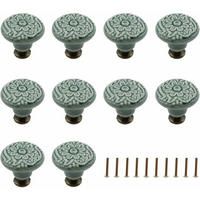 SCHRANKKNOPF Keramik Grün 10er-Set - Grün, Metall (3.4/3.2/3.4cm)
