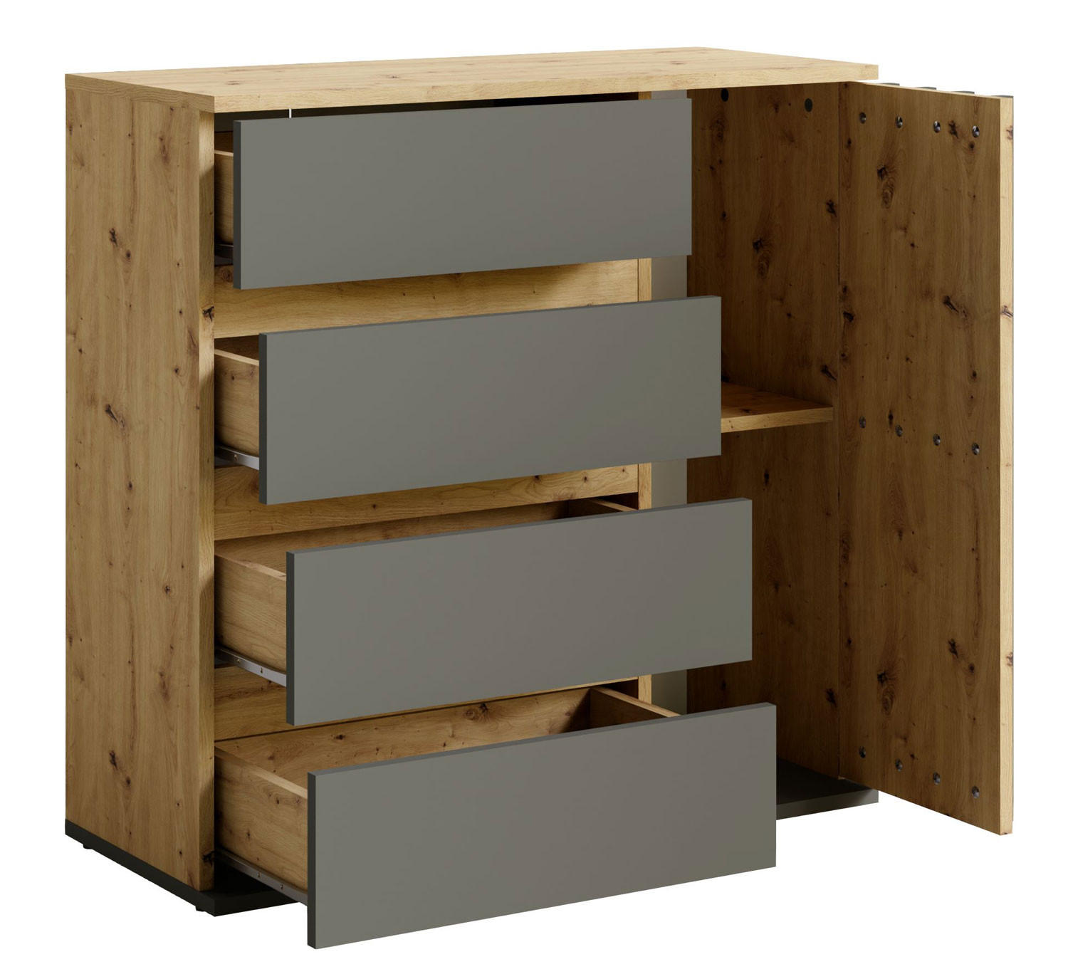 KOMMODE Doris artisan eiche graphitgrau 80 cm / 34 cm / 80 cm - Anthrazit/Braun, Holz/Holzwerkstoff (80/80/34cm) - Feldmann-Wohnen