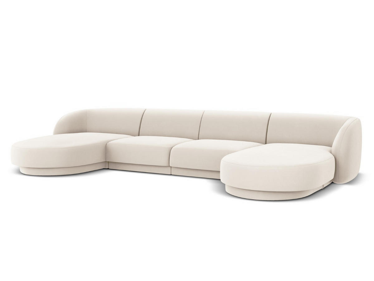 PANORAMASOFA Miley aus Samt leichtes beige 5 Sitzplätze - Beige, Textil (156/70/330cm) - Micadoni