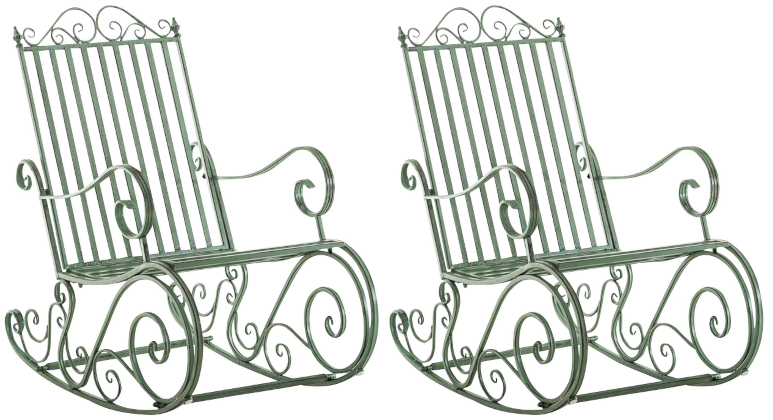 GARTENSCHAUKELSTUHL 2er Set Metall antik-grün - Grün, Metall (56/94/90cm) - CLP