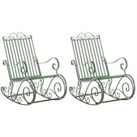 GARTENSCHAUKELSTUHL 2er Set Metall Antik-Grün - Grün, Metall (56/94/90cm) - CLP