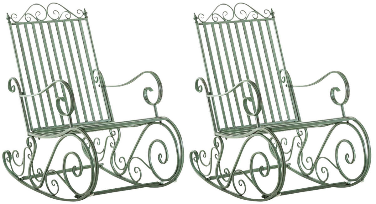 GARTENSCHAUKELSTUHL 2er Set Metall Antik-Grün - Grün, Metall (56/94/90cm) - CLP