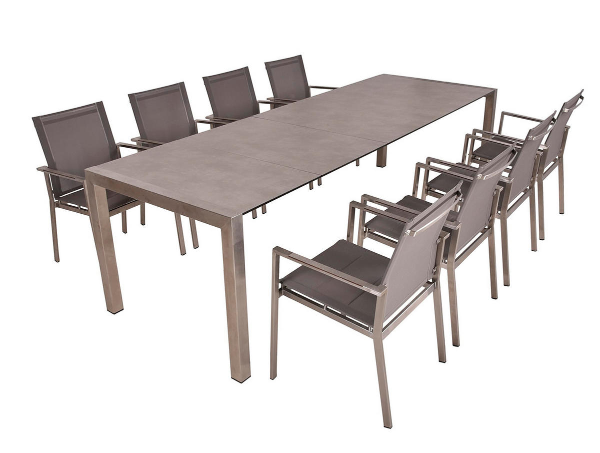 GARTEN-SITZGRUPPE Gregor 9-teilig Gartenmöbel-Set - Taupe, Kunststoff - DELUKE