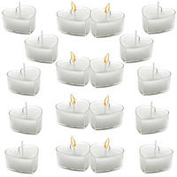 TEELICHTER Herz 18-teiliges Set Weiß 4 cm - Weiß, Paraffin (2cm)