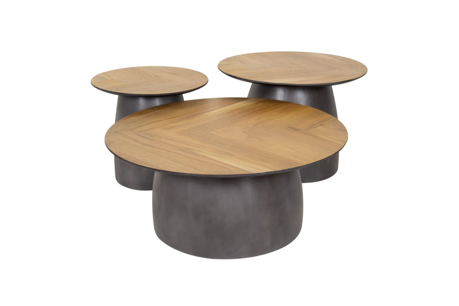 COUCHTISCH-SET LUJAN Braun Teakholz - Schwarz/Braun, Holz/Metall (80/80/35cm) - KAWOLA