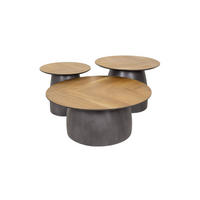 COUCHTISCH-SET LUJAN Braun Teakholz - Schwarz/Braun, Holz/Metall (80/80/35cm) - KAWOLA