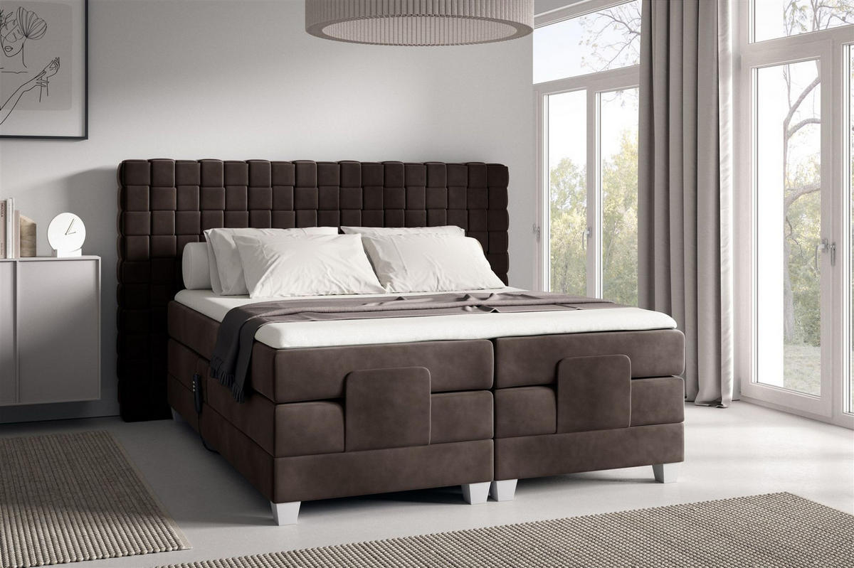 BOXSPRINGBETT Elektrisch Vidal - Dunkelbraun, Holzwerkstoff/Textil (200/200cm) - Fun Möbel