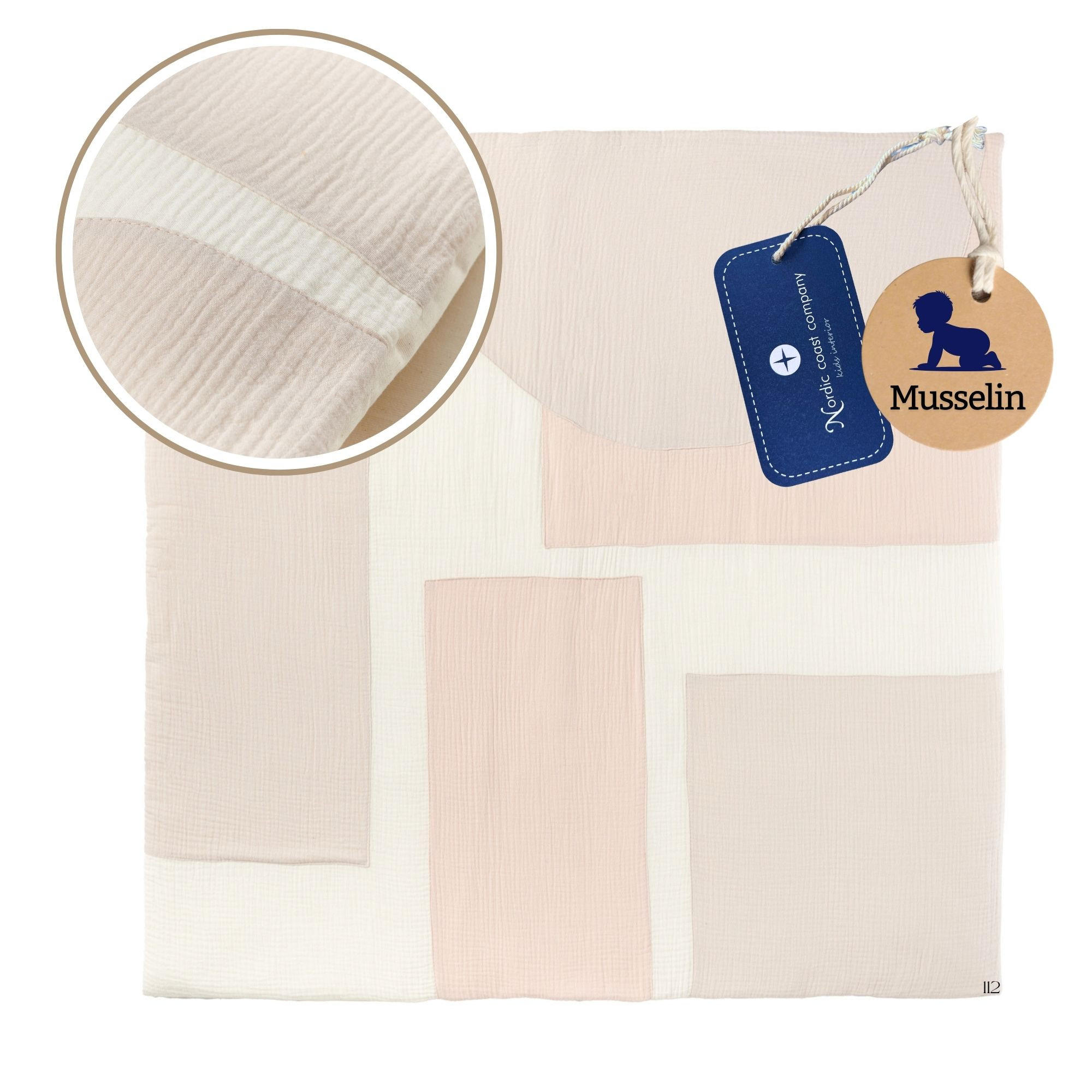 KRABBELDECKE Babydecke Laufstalldecke Patchwork Babydecke Musselin 100x100cm - Naturfarben, Textil (100/100cm) - nordic coast company