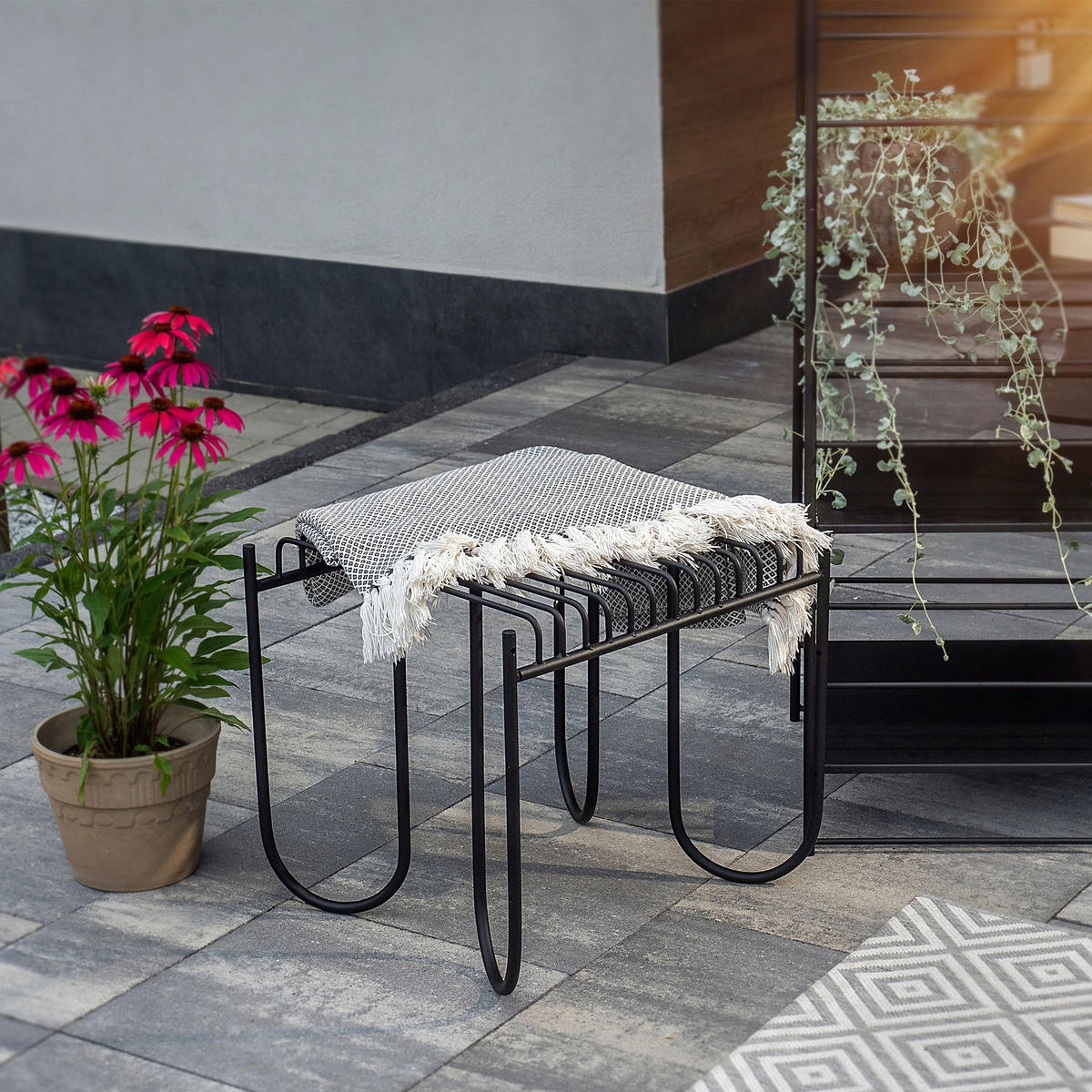 GARTENBANK 50 x 45 cm, schwarz - Schwarz, Metall (45/50cm) - KADAX
