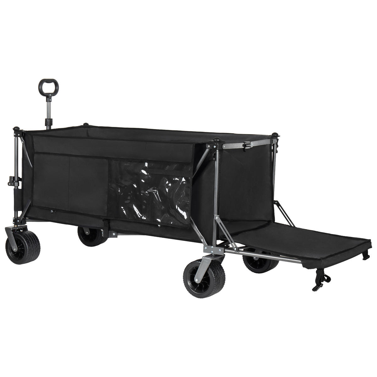 HANDWAGEN, faltbar-verbreitert, 300+120L, Geländeräder, schwarz - Schwarz, Metall (27.5/72.5/41cm) - Vallsero