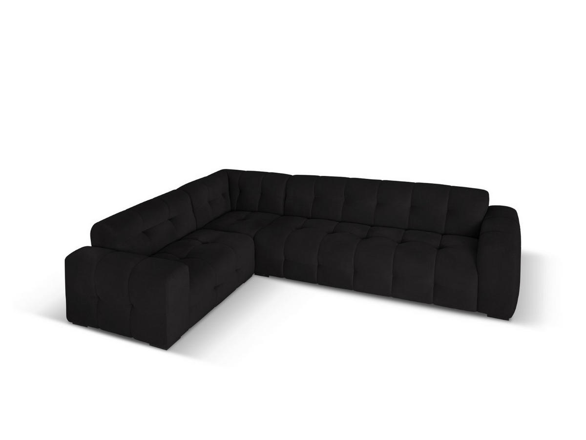 ECKSOFA links Kendal aus Samt schwarz 6 Sitzplätze - Schwarz, Textil (231/332cm) - Micadoni