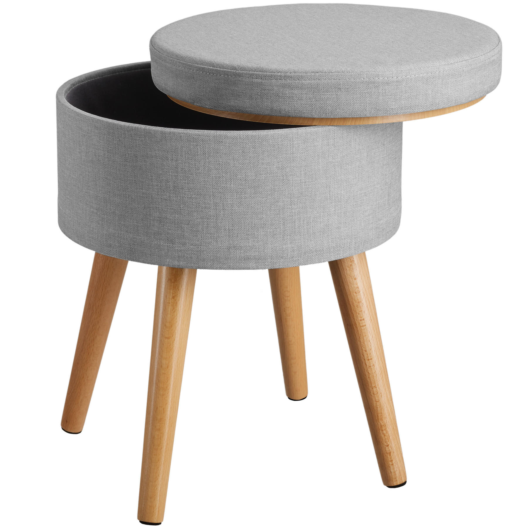SITZHOCKER mit Stauraum Yara,42,5 x 42,5 x 45,5 cm,hellgrau - Hellgrau, Holz (42.5/45.5/42.5cm) - tectake