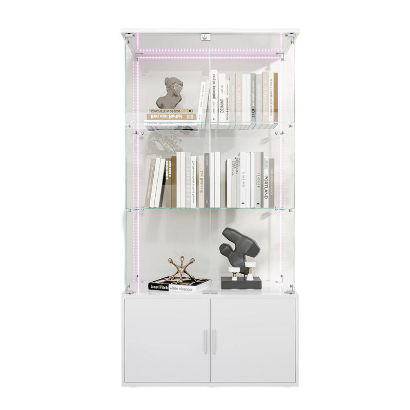 GLASVITRINE Weiß LED Lichtband 78x35x164 cm - Weiß, Glas (35/164/78.51cm) - SHOPENTRA