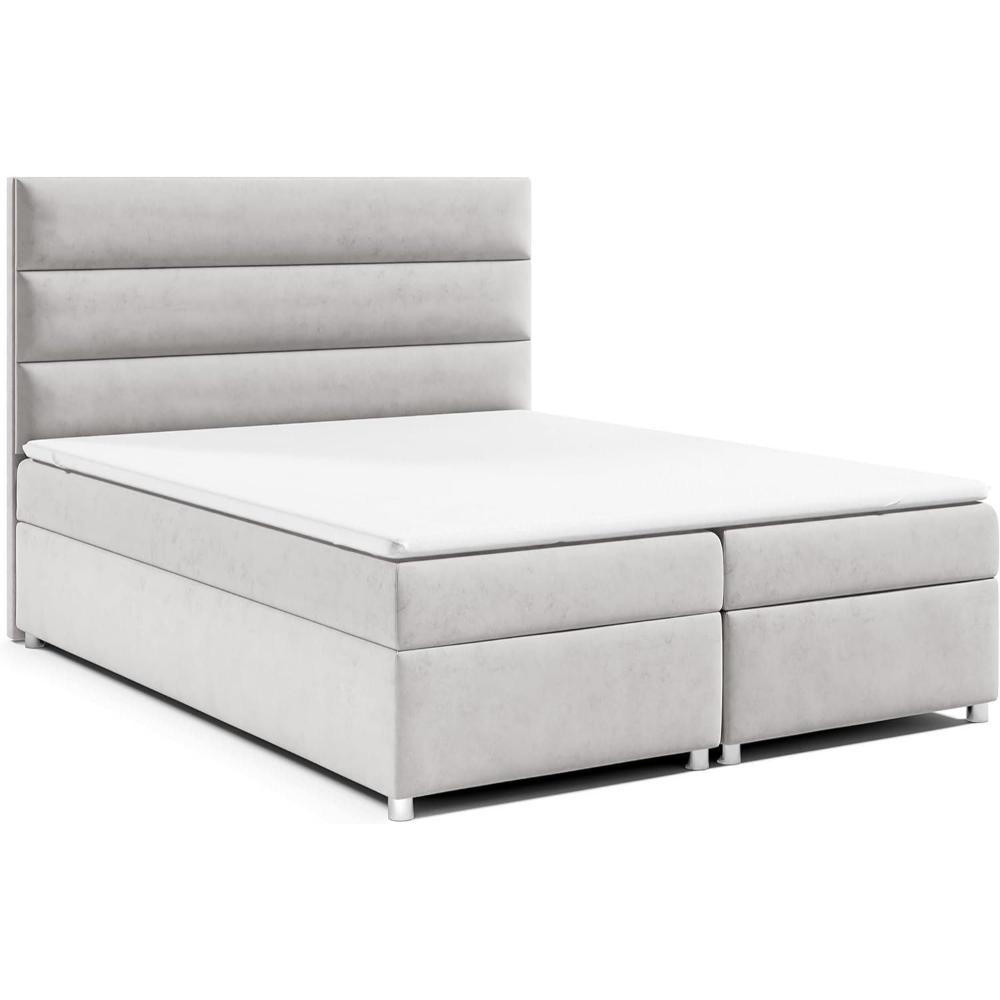 BOXBETT mit Bettkasten Trinity K1 Bonellfederkern inkl. Topper - Silberfarben, Holz/Holzwerkstoff (200/200cm) - Best For Home