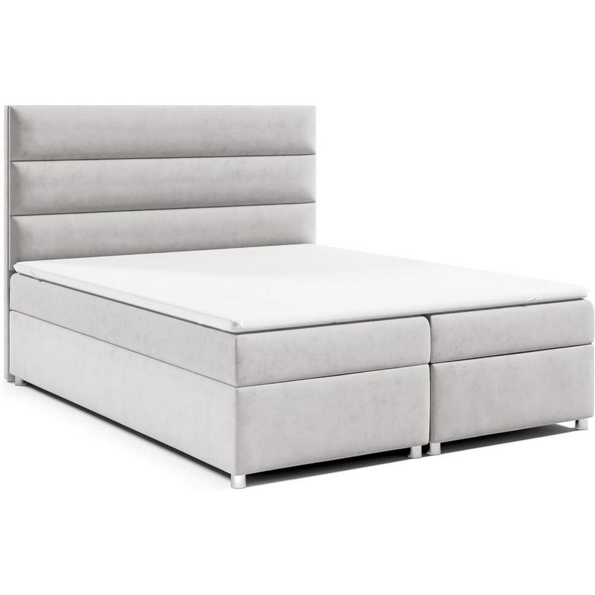BOXBETT mit Bettkasten Trinity K-1 Bonellfederkern inkl. Topper - Silberfarben, Holz/Holzwerkstoff (200/200cm) - Best For Home
